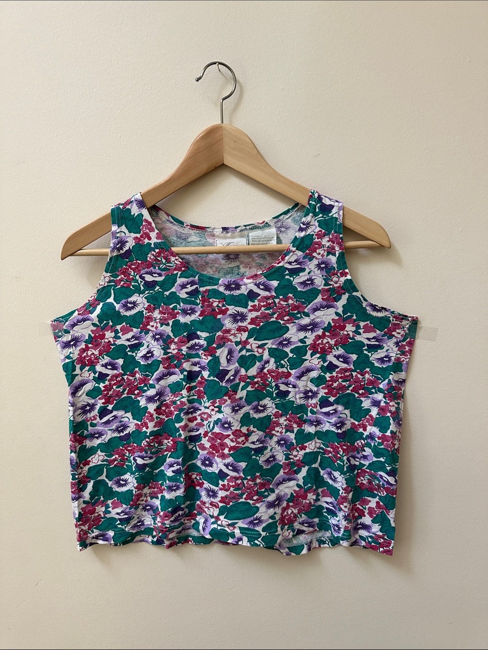 Floral Sleeveless Cotton Crop Tank Top